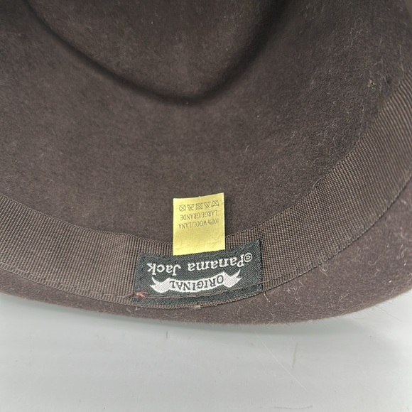 Panama Jack Brown Wool Fedora Hat with Striped Band Sz L - Picture 2 of 3